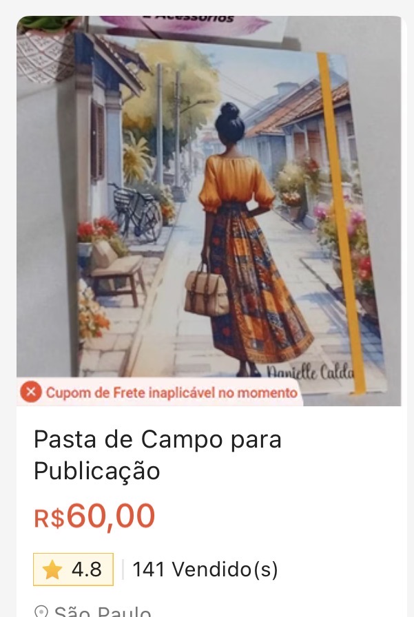 Resultado de aluna na Shopee: pasta de campo para publicação com 141 vendas